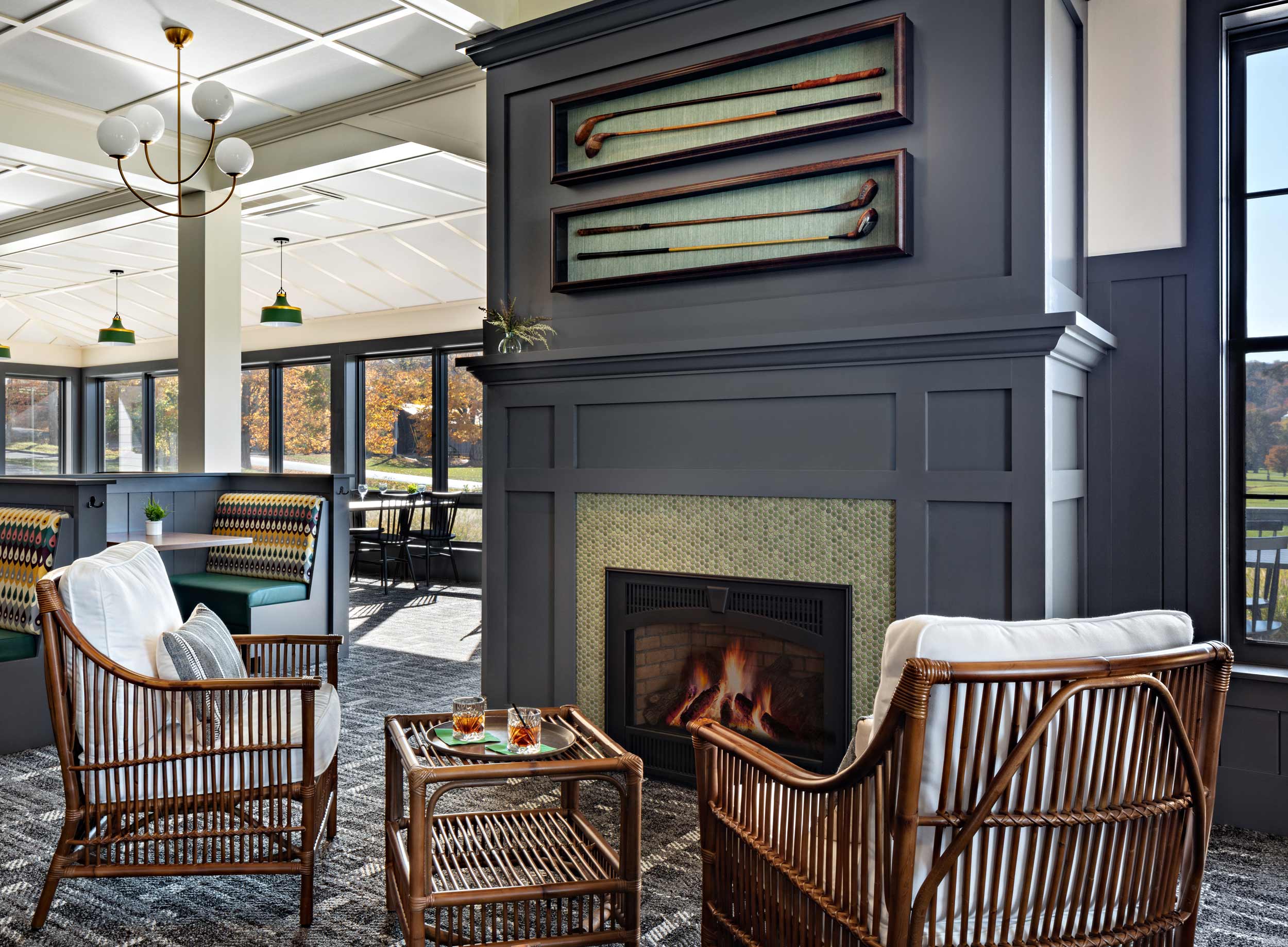 Morgan Architecture Seven Oaks golf club bar restaurant pub restaurant cozy fireplace